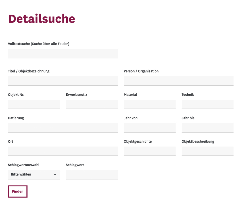 Screenshot der Detail suche